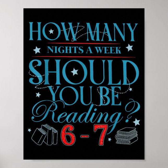 Poster How Many Nights A Week Should You Be Reading 6–7 T (Devant)