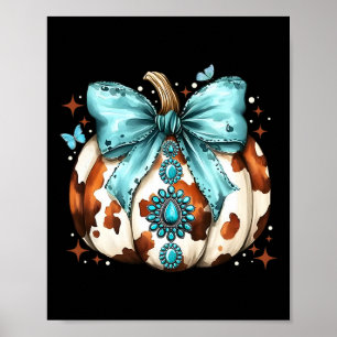 Poster Howdy Fall Western Citrouille Halloween Cowhide Pu
