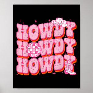 Poster Howdy Southern Western Girl Country Rodeo Rose Cow