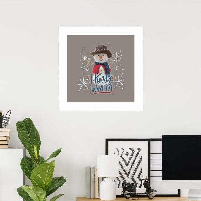 Poster Howdy Winter Cowboy Snowman (Créateur téléchargé)