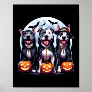 Poster Howl-o-ween Halloween Pitbull Chien Citrouille Gho