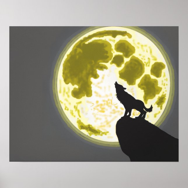 Poster howling wolf (Devant)