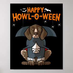 Poster Howloween Allemand Pointer Dog Halloween