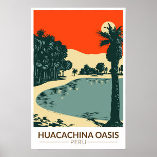 Poster Huacachina Pérou Travel Art Vintage