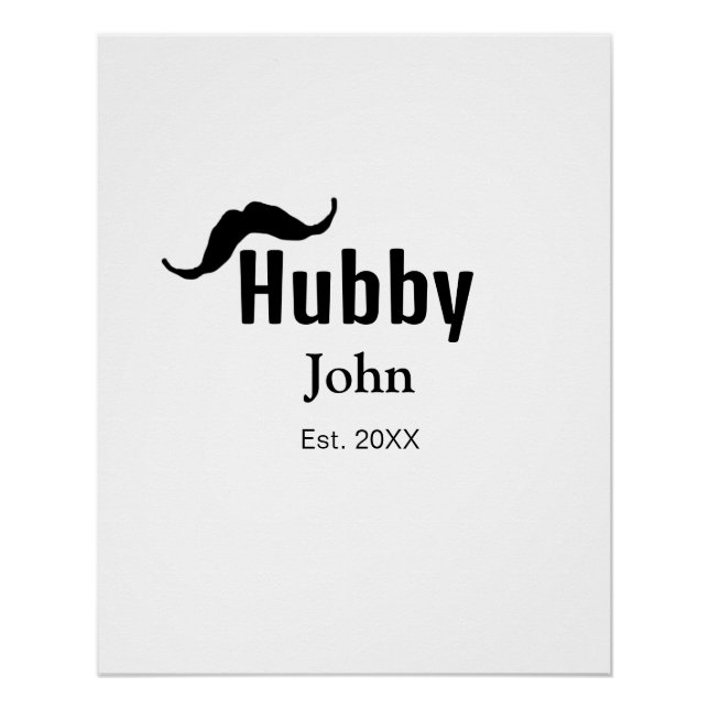 Poster Hubby mari ajouter nom date année moustache simple (Devant)