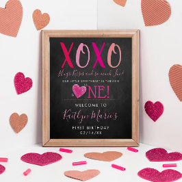 Poster Hugs & Kisses (XOXO) Valentine's Day 1st Birthday