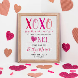 Poster Hugs & Kisses (XOXO) Valentine's Day 1st Birthday