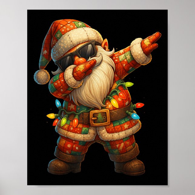 Poster Hugvyn Christmas_ Patchwork Dabbing Santa Claus Xm (Devant)