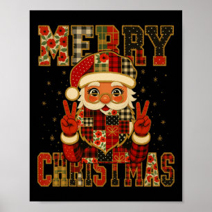 Poster Hugvyn Christmas Santa Claus Patchwork Joyeux Chri
