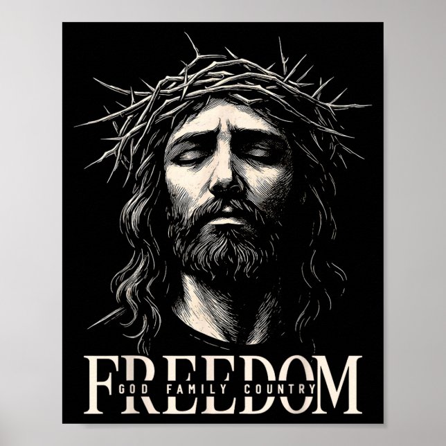 Poster Hugvyn Dom Jesus Christian Face Crown God Family C (Devant)