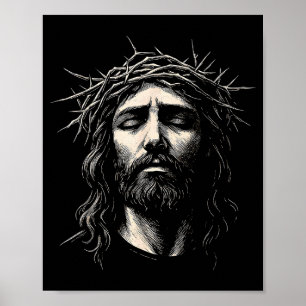 Poster Hugvyn Jésus visage chrétien Couronne d'épines Rel