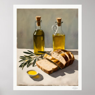 Poster Huile d'Olive Rustique et Cuisine de Pain