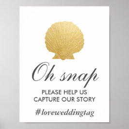 Poster Huile d'or Seashell Faux | Panneau Mariage Ocean I