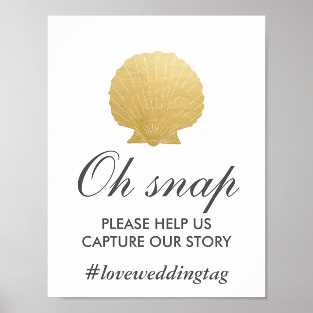 Poster Huile d'or Seashell Faux | Panneau Mariage Ocean I (Devant)