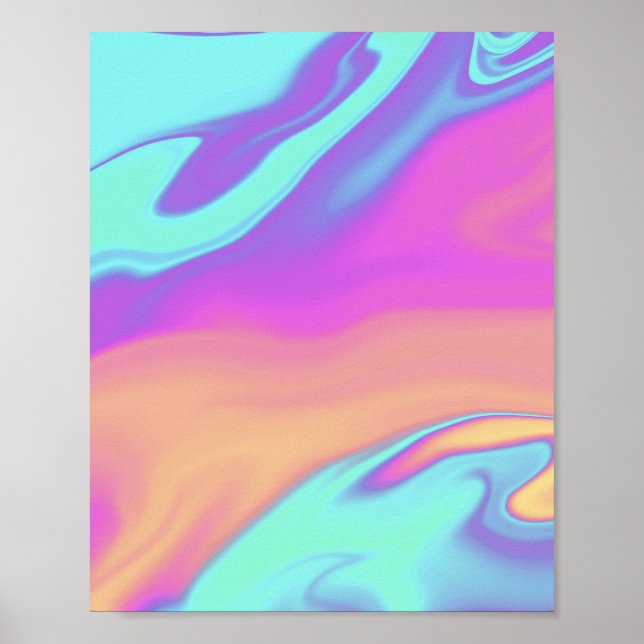 Poster Huile Holographique Colorful Vibrant Abstrait (Devant)