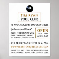 Huit Bal, Pool Club, Snooker Club Publicité