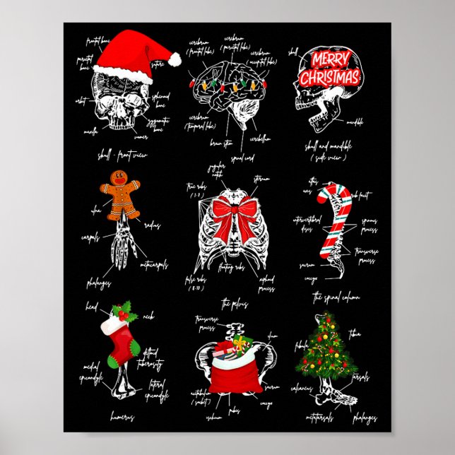 Poster Human Skeleton Anatomy Christmas Medical Student X (Devant)