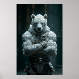 Poster humanoïaque d'ours polaires en colère