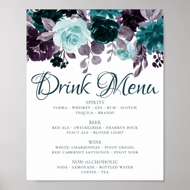 Poster Humeur Bohème | Choix de boisson à la guirlande fl (Devant)