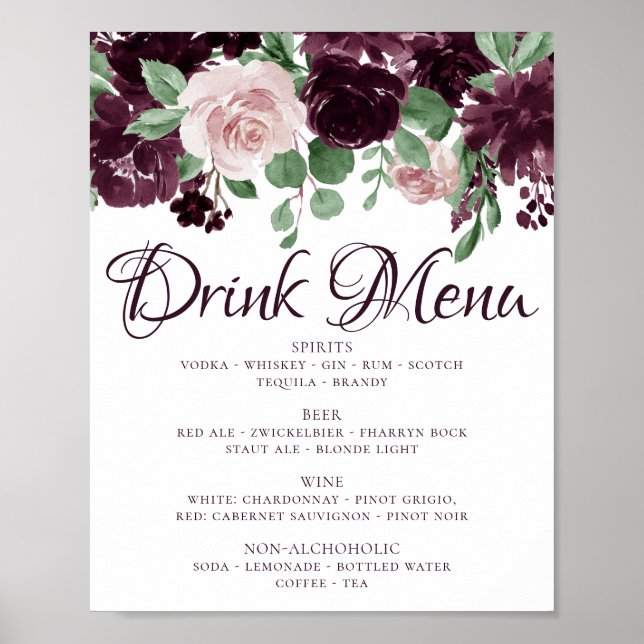 Poster Humeurs Passionnées | Menu de boissons au vin viol (Devant)