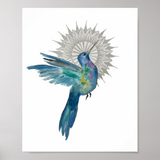 Poster Hummingbird Mandala 8x10 Imprimer