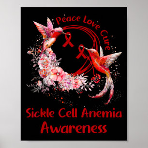 Poster Hummingbird Peace Love Cure Sickle Cell Anemia Awa