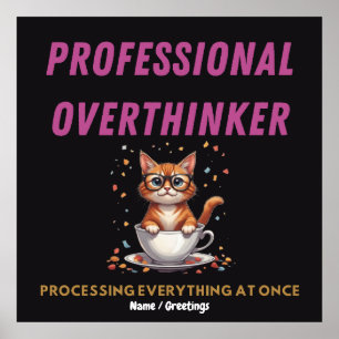 Poster Humoriste Chat Relatable Surpenseur Professionnel