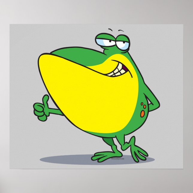 Poster humoriste pouce en haut grenouille caricature (Devant)