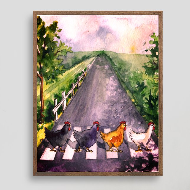 Poster Humour agricole de la route de passage des poulets (Créateur téléchargé)