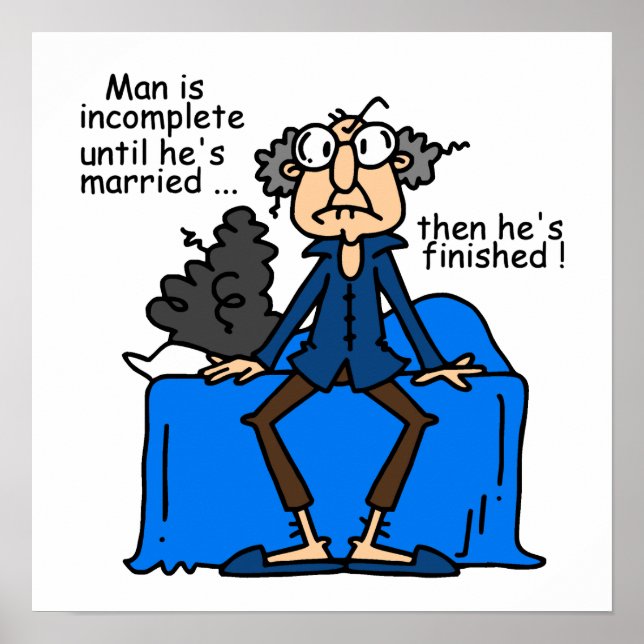 Poster Humour alors fini inachevé de mariage (Devant)
