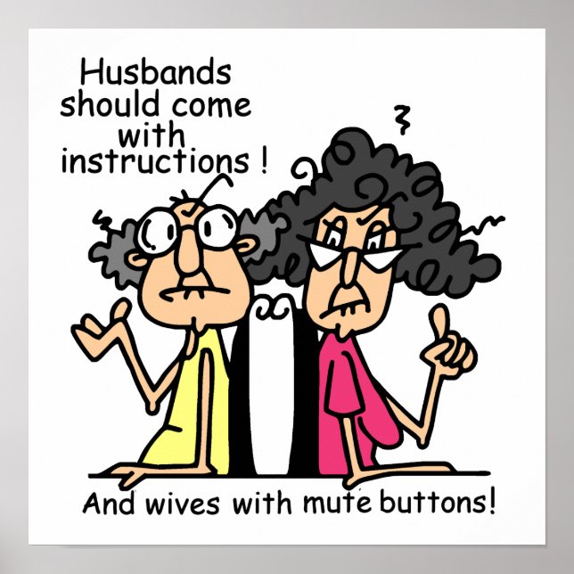 Poster Humour d'attitude de maris et d'épouses (Devant)