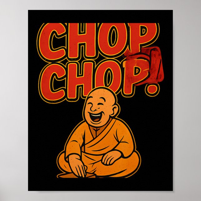 Poster Humour de boxe Arts martiaux Chop Chop Cartoon Prê (Devant)