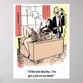 Poster Humour de bureau, travail sur le bureau et mari in