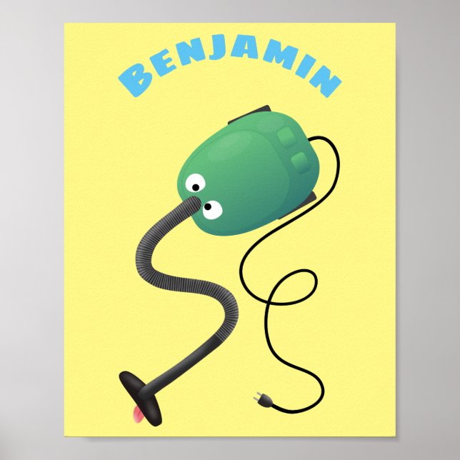 Poster Humour de dessin animé de l'aspirateur mignon (Devant)