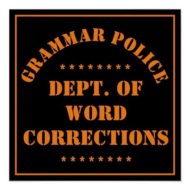 Poster Humour de la police de grammaire (Devant)