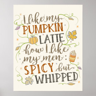 Poster Humour drôle de Latte d'épice de citrouille pour