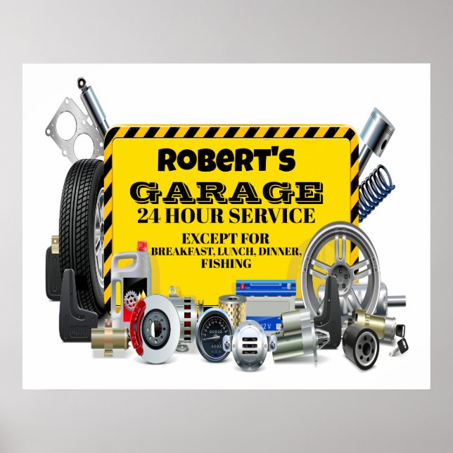 Poster Humour du panneau Garage (Devant)