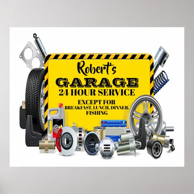 Poster Humour du panneau Garage (Devant)