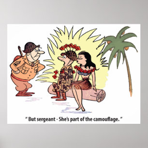 Poster Humour Militaire, Soldat avec une jolie femme, Drô