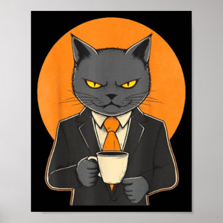 Poster Humour pour amateurs de café et de chats drôles vi