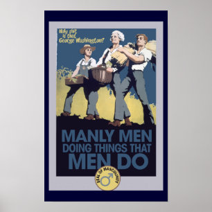 Poster Humour vintage Manly HOMMES