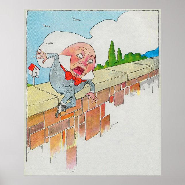 Poster Humpty Dumpty assis sur un mur (Devant)