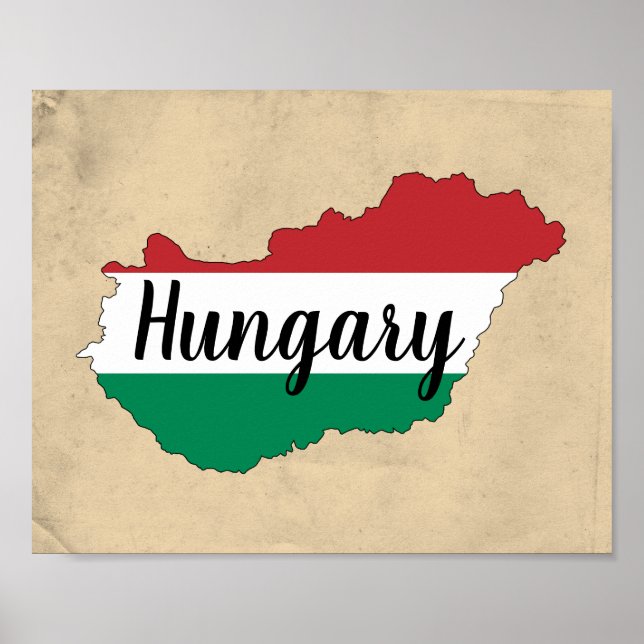 Poster Hungary Flag Silhouette (Devant)
