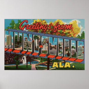 Poster Huntsville, Alabama - grandes scènes de lettre