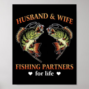Poster Husbynd Et Femme Partenaires De Pêche Pour La Vie