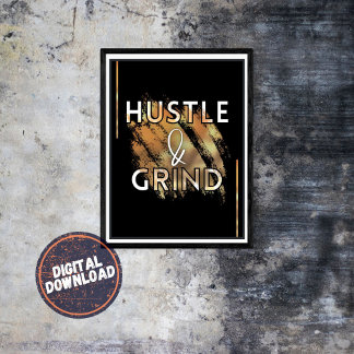 Poster Hustel & Grind Motivational Inspiration Wall Art