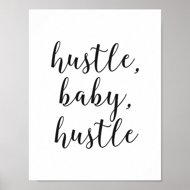 Poster Hustle, Bébé, Hustle Script cursif (Devant)
