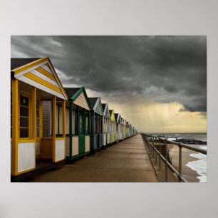 Poster Huttes de plage dans un orage   Southwold d'été