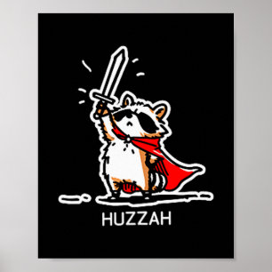 Poster Huzzah Raton Chevalier Citation de Mème d'Épée Drô