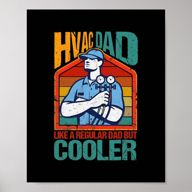 Poster HVAC Papa Mais Glacière Drôle Technicien HVAC Père (Devant)